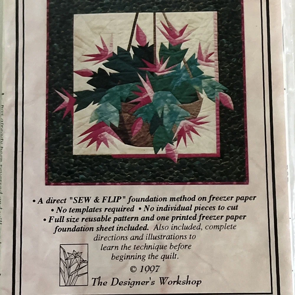 Christmas Cactus Designers Workshop‎ Eileen Sullivan Sew Flip Quilt 27X27 1997
